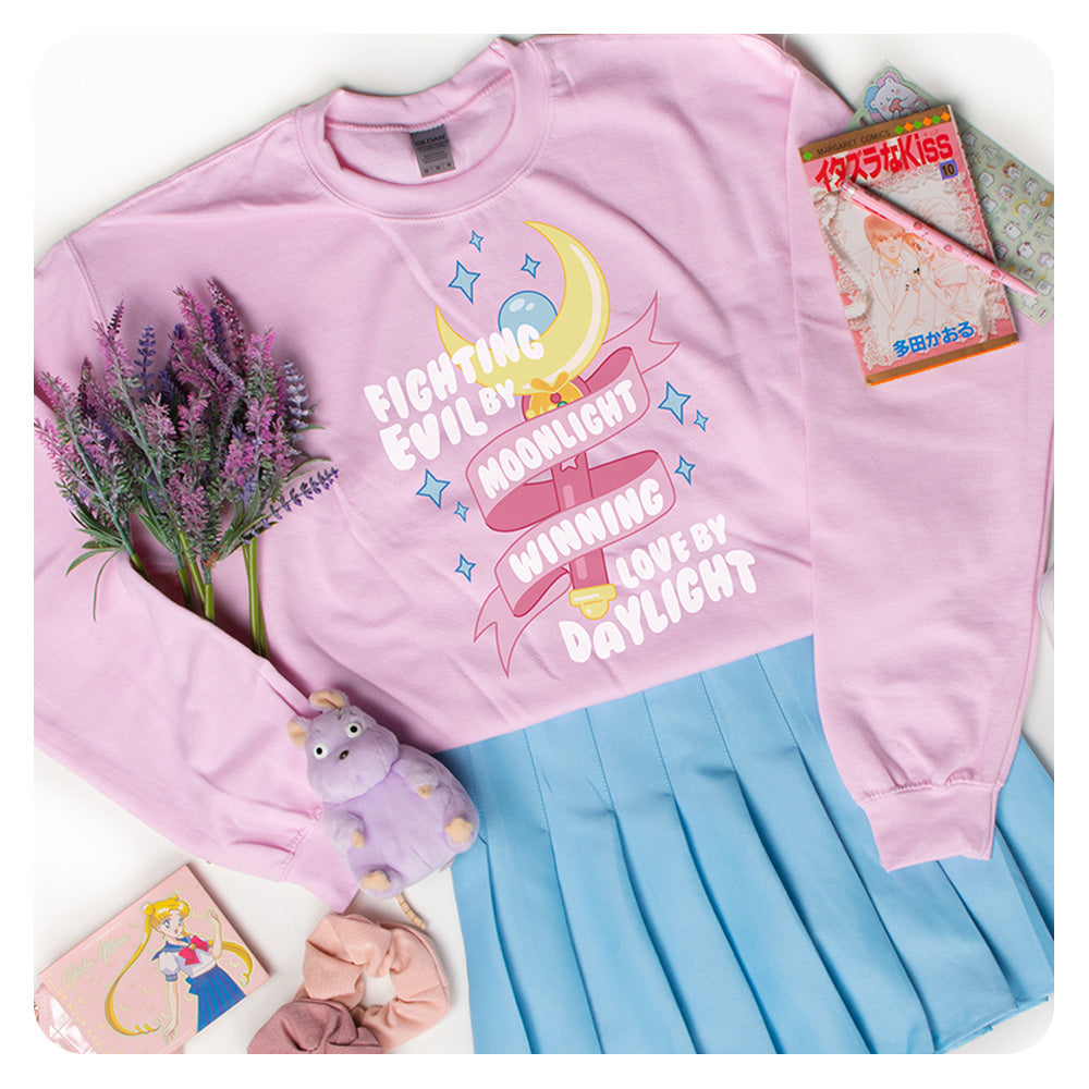 Fighting Evil by Moonlight Crewneck Sweatshirt