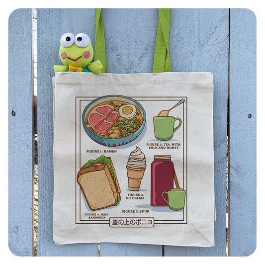 Ponyo Food Chart Contrast Handle Tote Bag