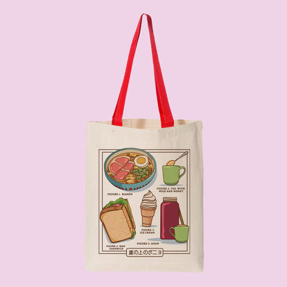 Ponyo Food Chart Contrast Handle Tote Bag