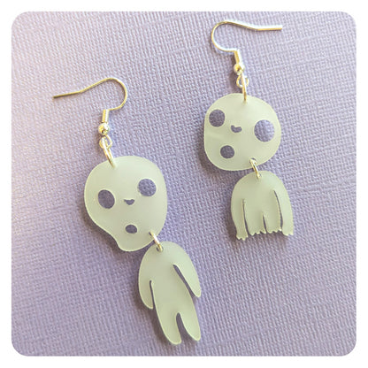 Kodama Forest Spirit Glow-in-the-Dark Acrylic Earrings