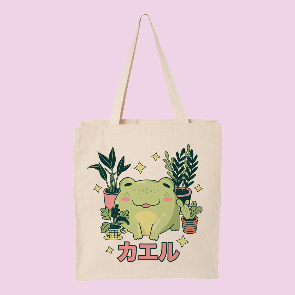 Frog with Plants Tote Bag