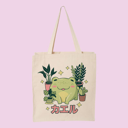 Frog with Plants Tote Bag