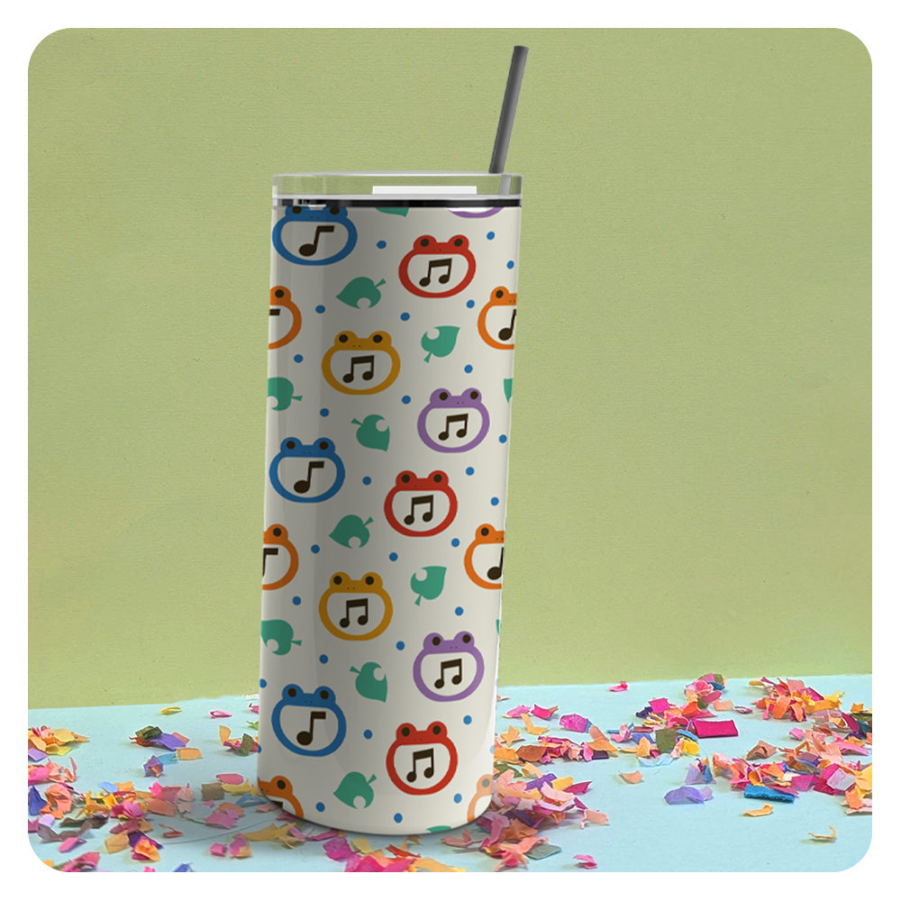 Froggy Music Notes Patterned Skinny Tumbler