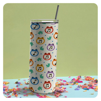 Froggy Music Notes Patterned Skinny Tumbler