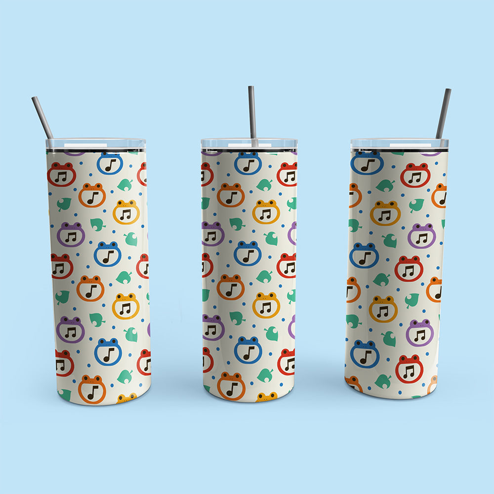 Froggy Music Notes Patterned Skinny Tumbler