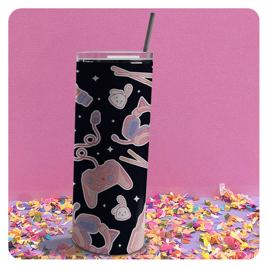 Gamer Girl Icons Skinny Tumbler