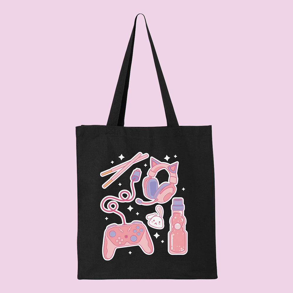 Gamer Girl Icons Tote Bag