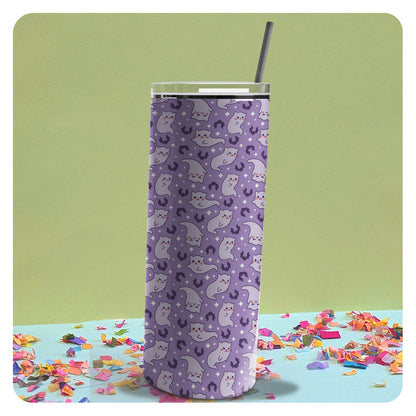 Cat Ghosts Patterned Skinny Tumbler