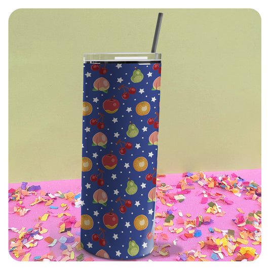 Animal Island Fruit Patterned Skinny Tumbler