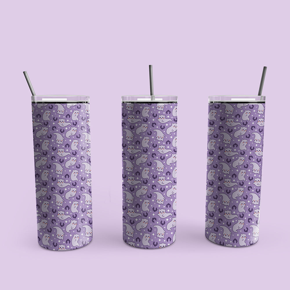 Cat Ghosts Patterned Skinny Tumbler