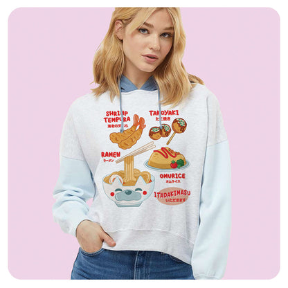 Kawaii Fried Foods Colorblock Hoodie