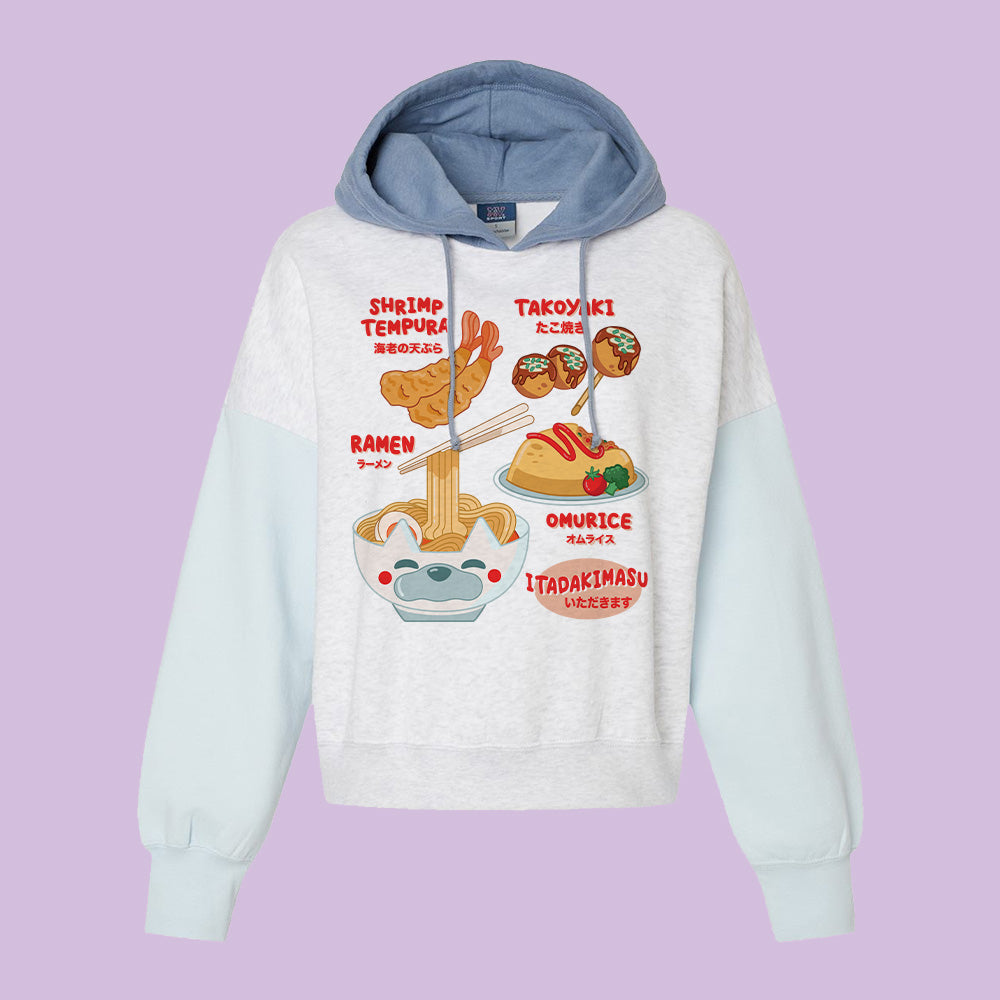 Kawaii Fried Foods Colorblock Hoodie