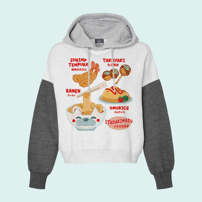 Kawaii Fried Foods Colorblock Hoodie