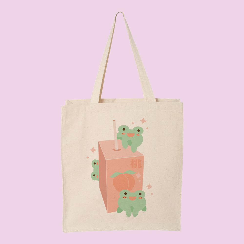 Peach Juice Frogs Tote Bag