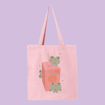 Peach Juice Frogs Tote Bag