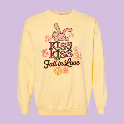 Kiss Kiss Fall in Love Comfort Colors Crewneck Sweatshirt