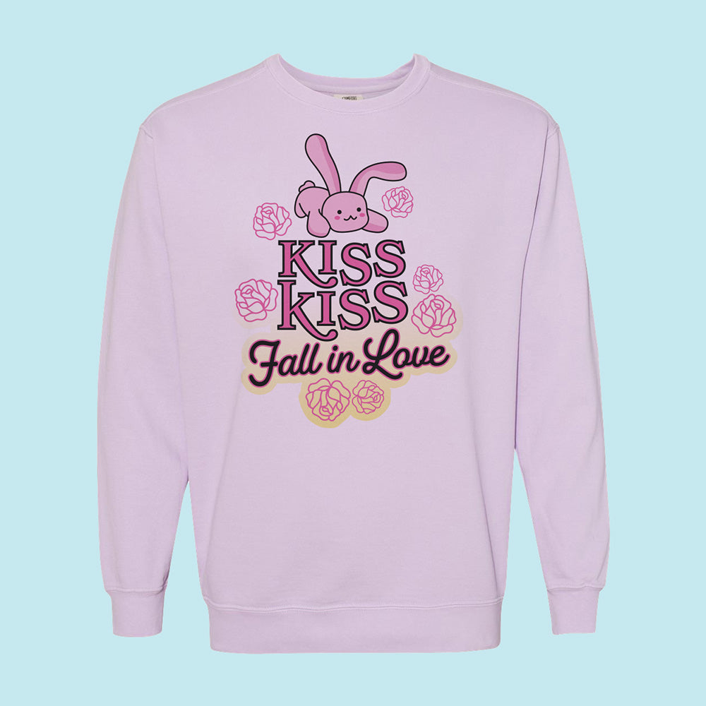 Kiss Kiss Fall in Love Comfort Colors Crewneck Sweatshirt