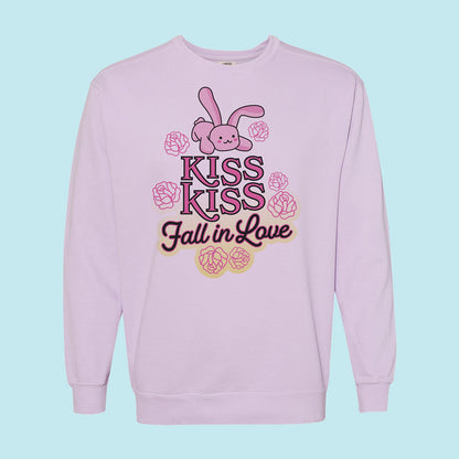 Kiss Kiss Fall in Love Comfort Colors Crewneck Sweatshirt