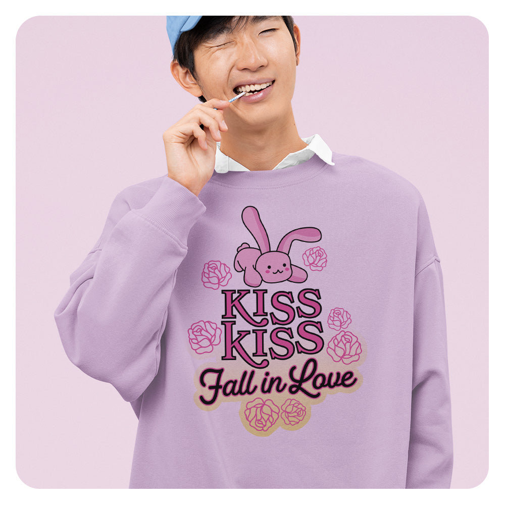 Kiss Kiss Fall in Love Comfort Colors Crewneck Sweatshirt