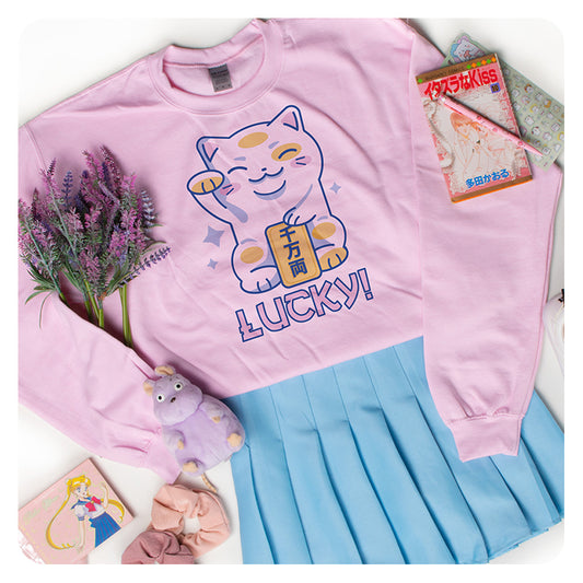 Lucky Cat Crewneck Sweatshirt