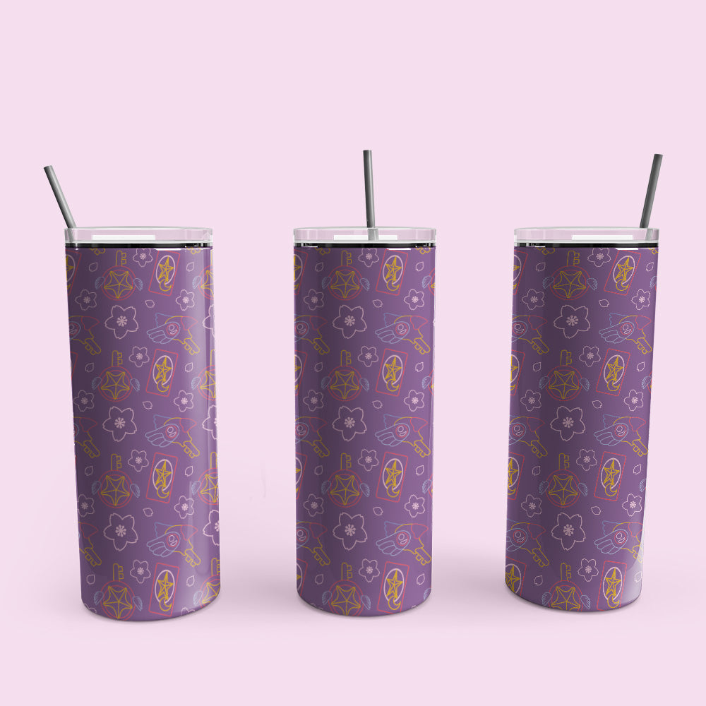 Magical Girl Wands and Cards Patterned Skinny Tumbler