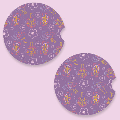 Magical Girl Wands and Cards Patterned Car Coasters