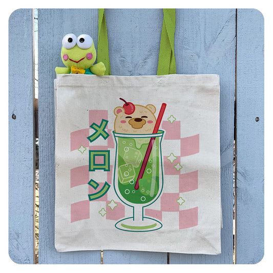 Melon Soda Contrast Handle Tote Bag
