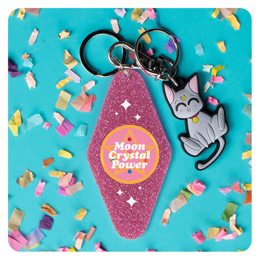 Moon Crystal Power Glitter Keychain