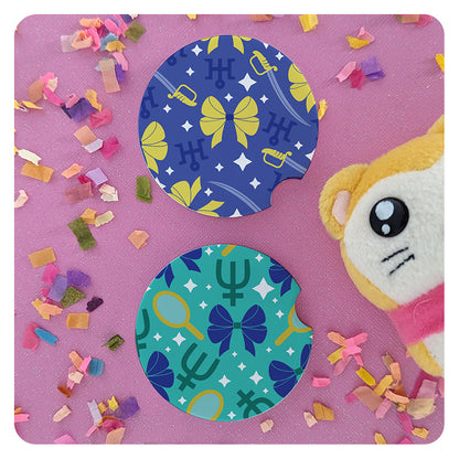 Neptune and Uranus Patterned Car Coasters