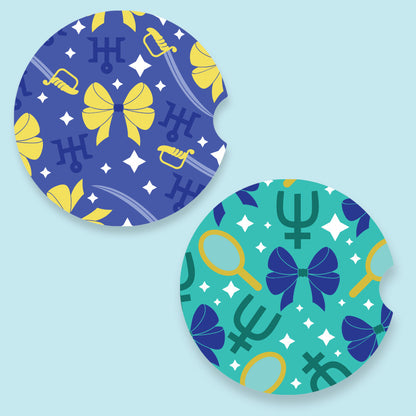 Neptune and Uranus Patterned Car Coasters