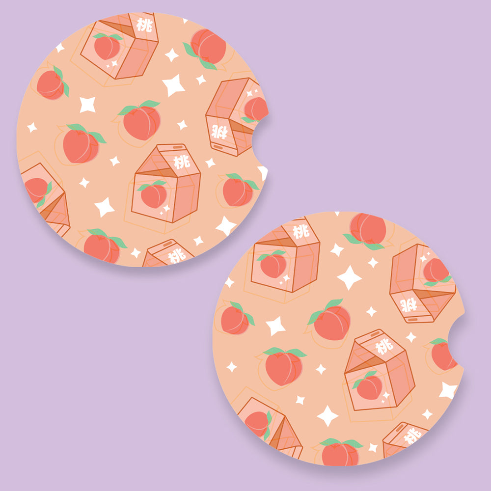 Peach Milk Patterned Car Coasters