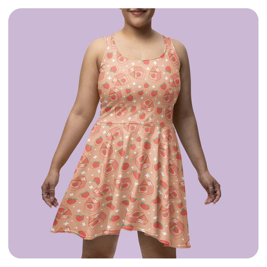 Peach Milk Patterned Skater Dress