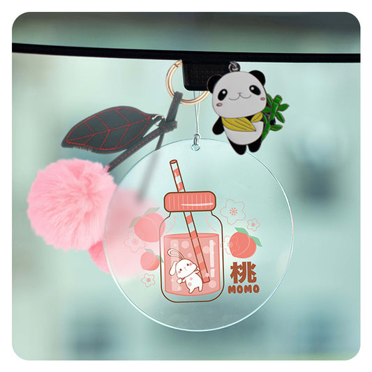 Peach Milk Bunny Rearview Mirror Hang