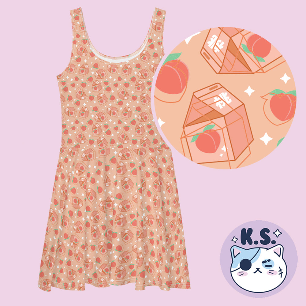 Peach Milk Patterned Skater Dress