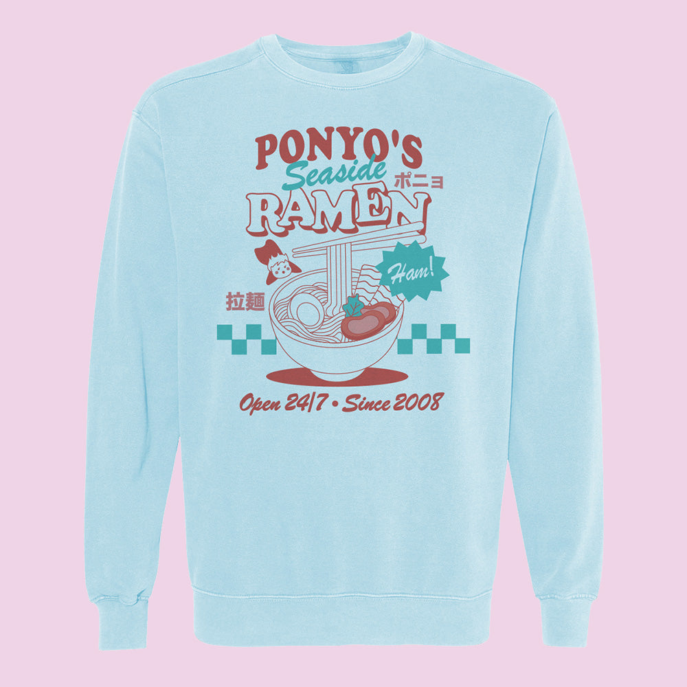 Ponyo's Seaside Ramen Comfort Colors Crewneck Sweatshirt