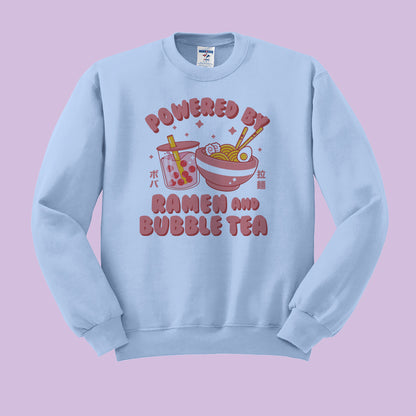 Powered by Ramen and Bubble Tea Crewneck Sweatshirt