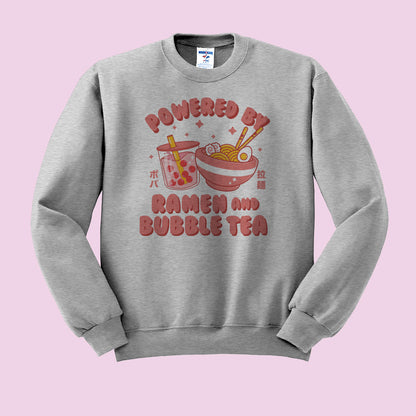 Powered by Ramen and Bubble Tea Crewneck Sweatshirt