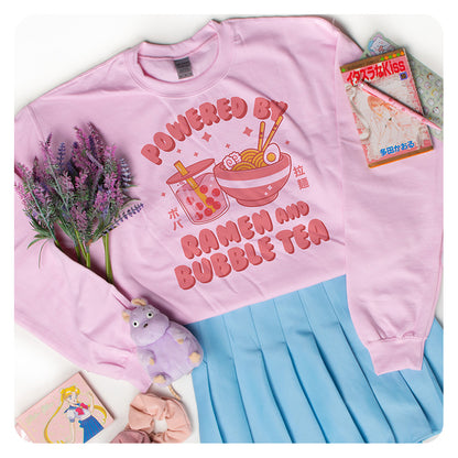 Powered by Ramen and Bubble Tea Crewneck Sweatshirt