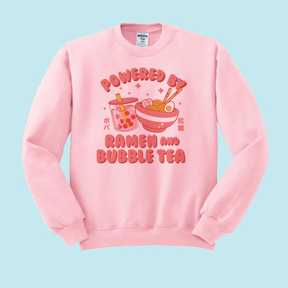 Powered by Ramen and Bubble Tea Crewneck Sweatshirt