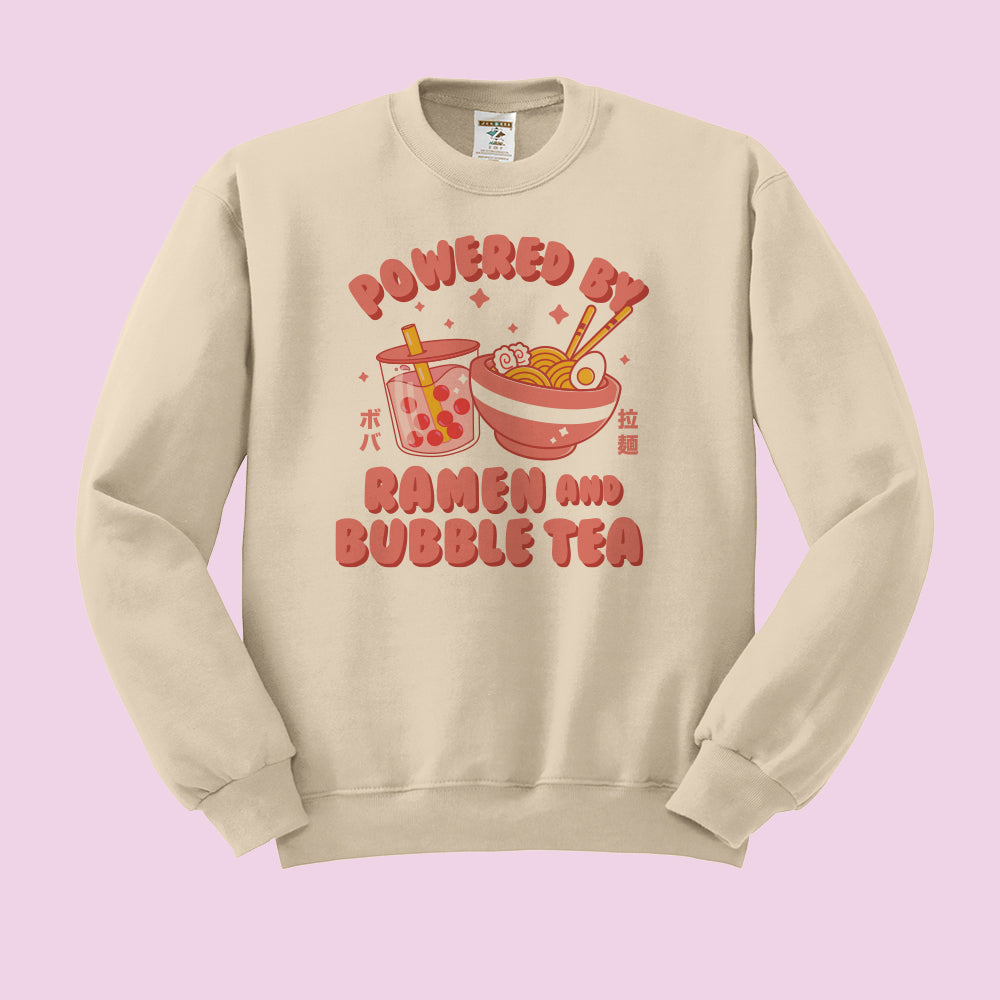 Powered by Ramen and Bubble Tea Crewneck Sweatshirt