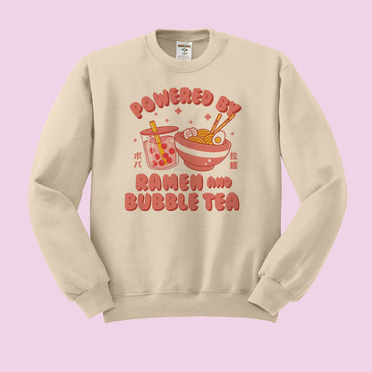 Powered by Ramen and Bubble Tea Crewneck Sweatshirt