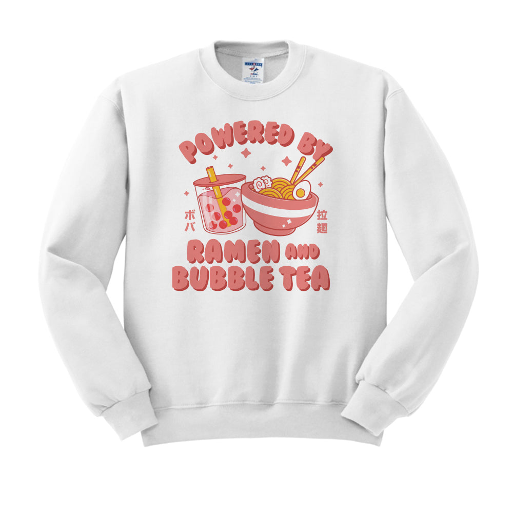 Powered by Ramen and Bubble Tea Crewneck Sweatshirt