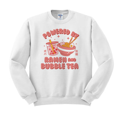 Powered by Ramen and Bubble Tea Crewneck Sweatshirt