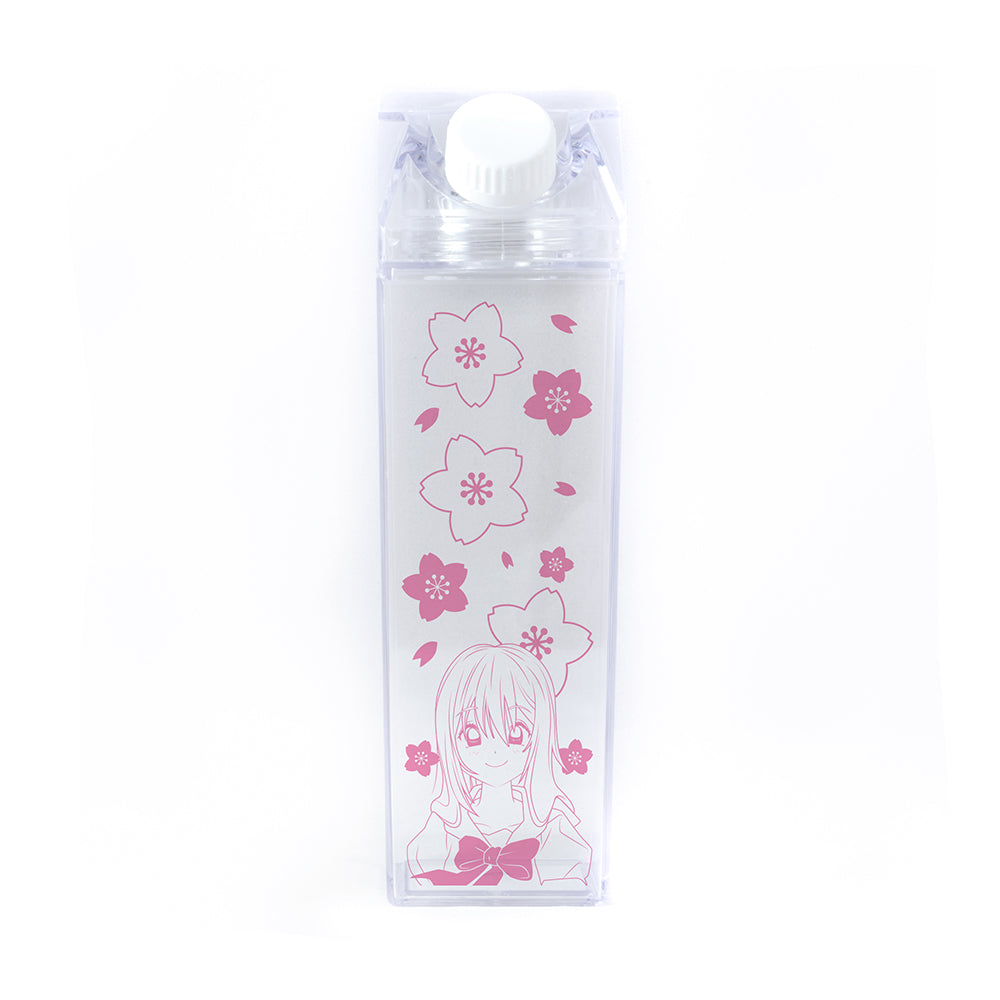 Sakura Pattern Girl Milk Carton Bottle