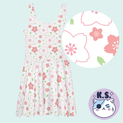 Sakura Petals Patterned Skater Dress