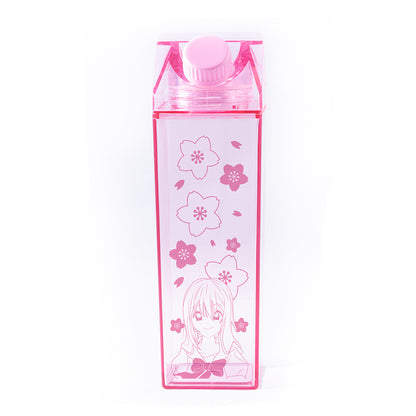 Sakura Pattern Girl Milk Carton Bottle