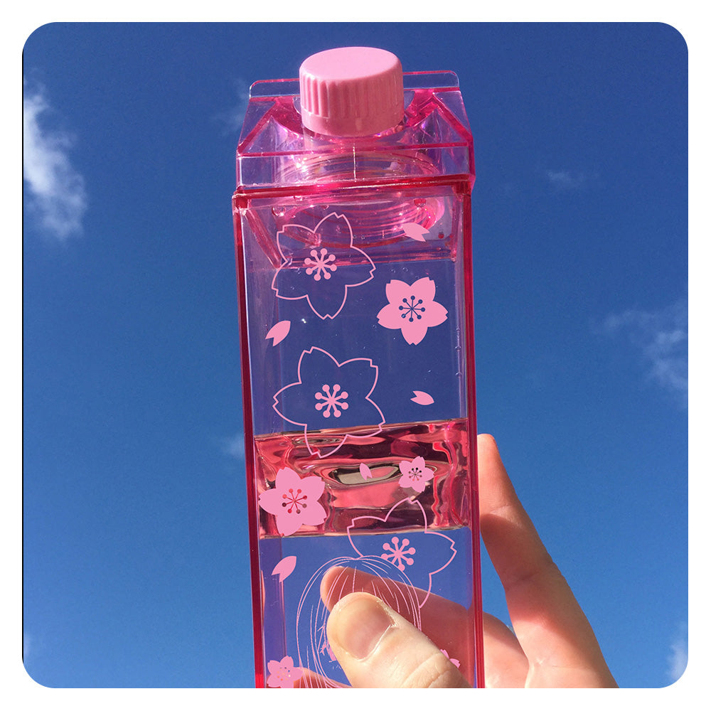 Sakura Pattern Girl Milk Carton Bottle