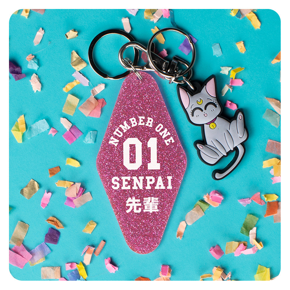 Number One Senpai Glitter Keychain