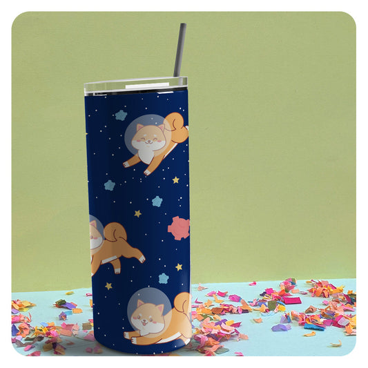 Shiba Inus in Space Patterned Skinny Tumbler