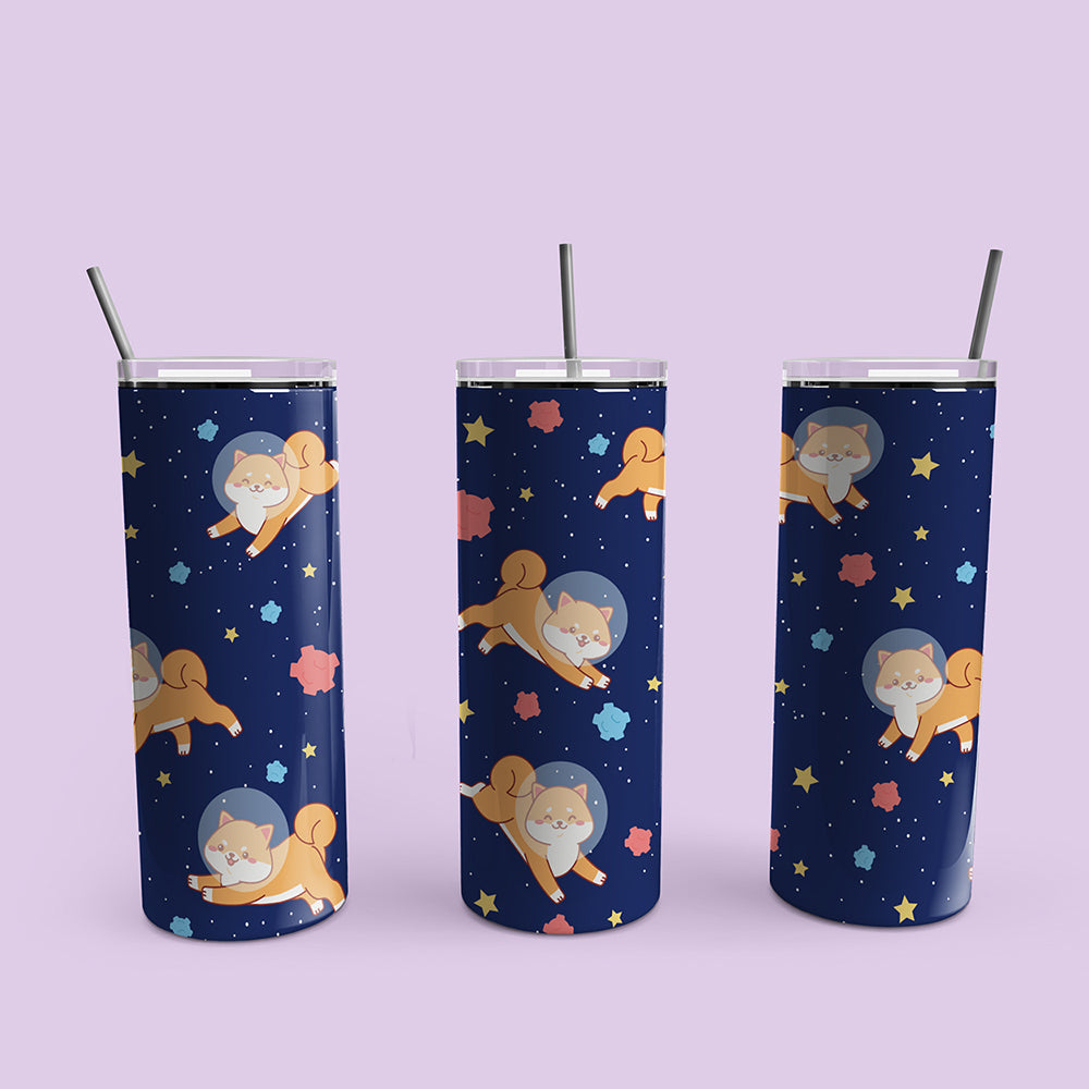 Shiba Inus in Space Patterned Skinny Tumbler